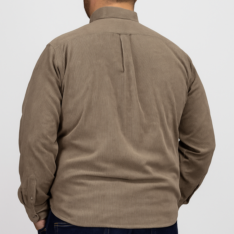 Camisa de Pana Manga Larga Beige Para Caballero Tallas Extras 2410235