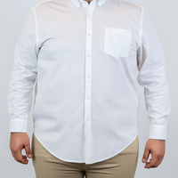 Camisa de Manga Larga Blanca Estampada para Hombre en Tallas Extras 2501002