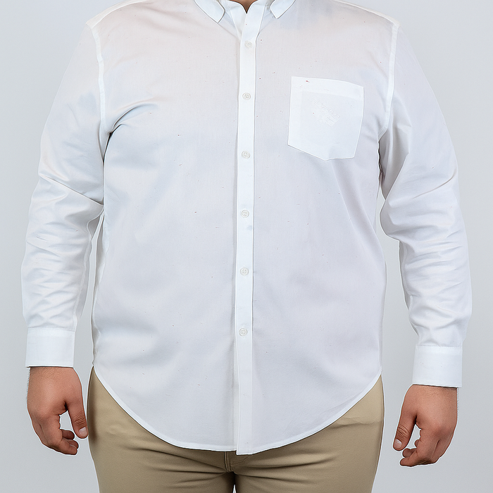 Camisa de Manga Larga Blanca Estampada para Hombre en Tallas Extras 2501002