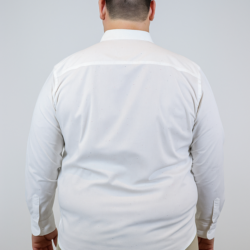 Camisa de Manga Larga Blanca Estampada para Hombre en Tallas Extras 2501002