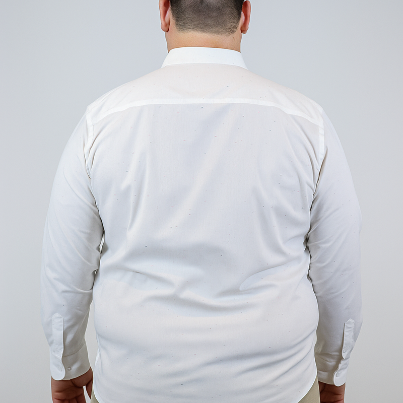 Camisa de Manga Larga Blanca Estampada para Hombre en Tallas Extras 2501002