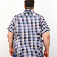 Camisa Manga Corta 100% Algodón Azul con Estilo Cuadros Talla Extra 2310481