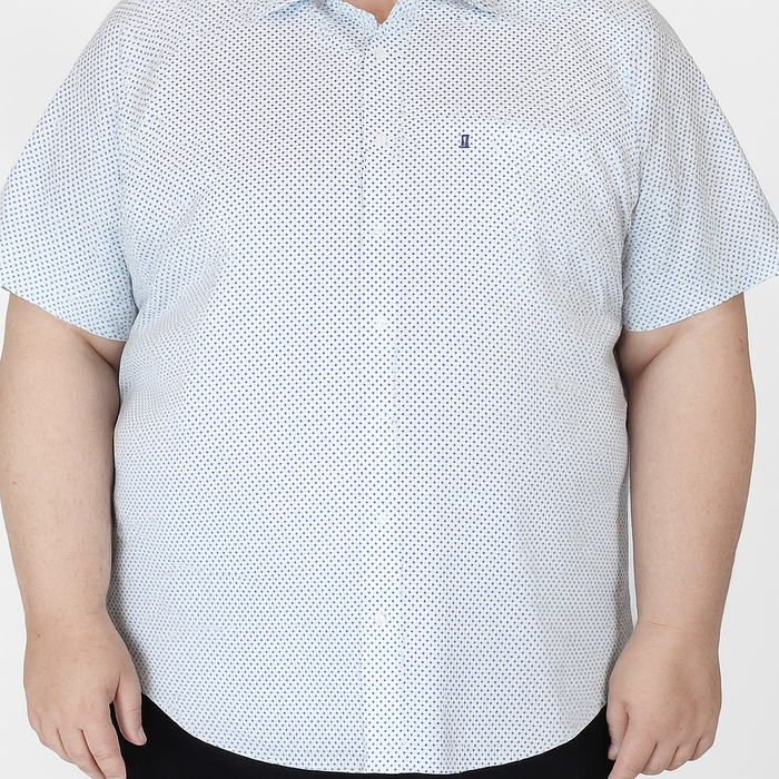 Camisa de Manga Corta Blanca con Estampado 100% Algodón para Hombre en Tallas Extras 2305181
