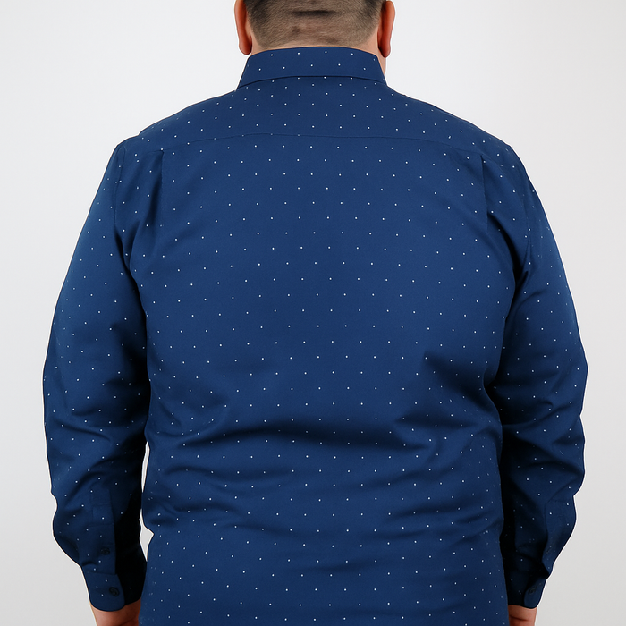 Camisa de Vestir para Caballero Azul con Estampado 100% Algodón en Tallas Extras 2210341