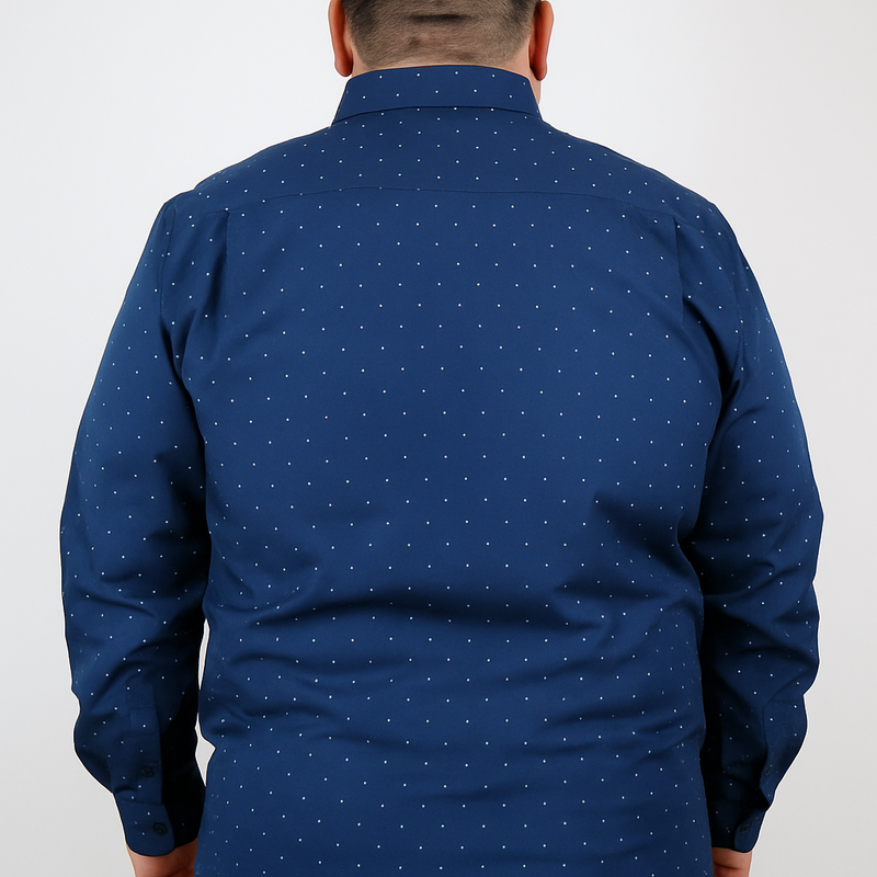 Camisa de Vestir para Caballero Azul con Estampado 100% Algodón en Tallas Extras 2210341
