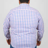 Camisa de Vestir Dioro Manga Larga Cuadros Rosa Talla Extra 2305121
