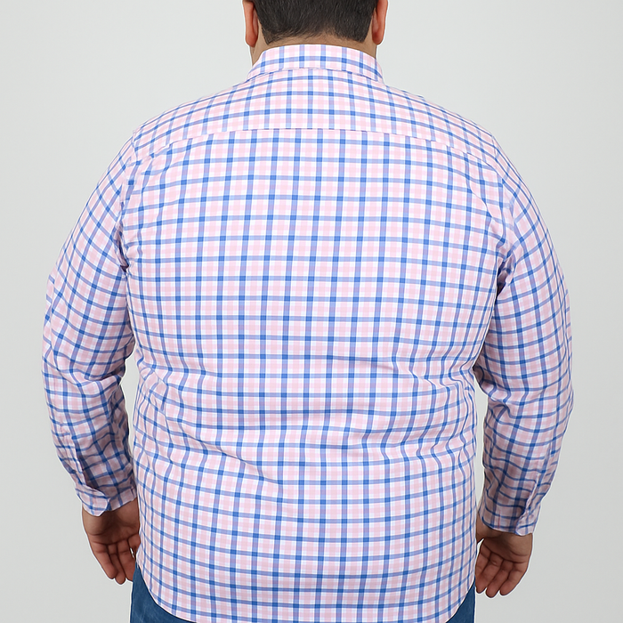 Camisa de Vestir Dioro Manga Larga Cuadros Rosa Talla Extra 2305121