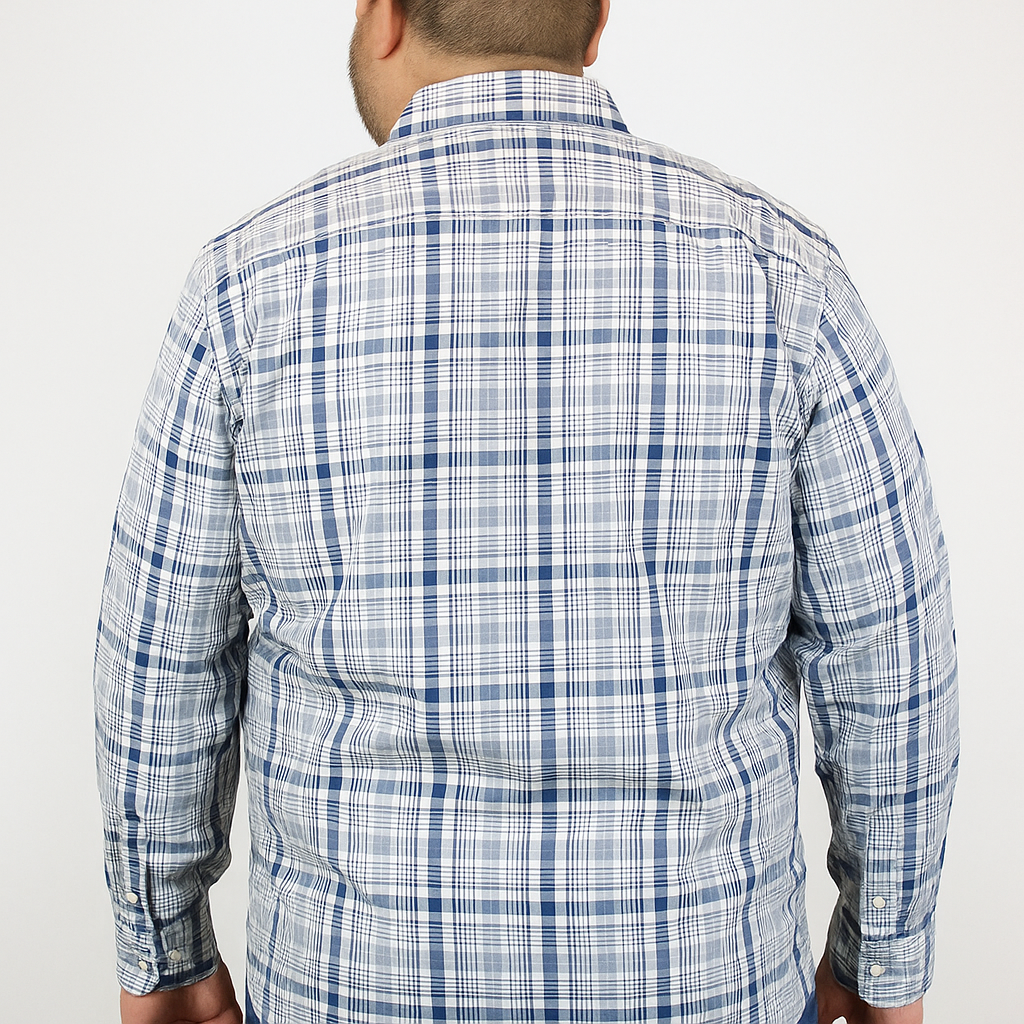 Camisa Marca Dioro Manga Laga Estilo Cuadros Gris Talla Extra 2305113
