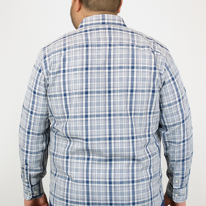 Camisa Marca Dioro Manga Laga Estilo Cuadros Gris Talla Extra 2305113