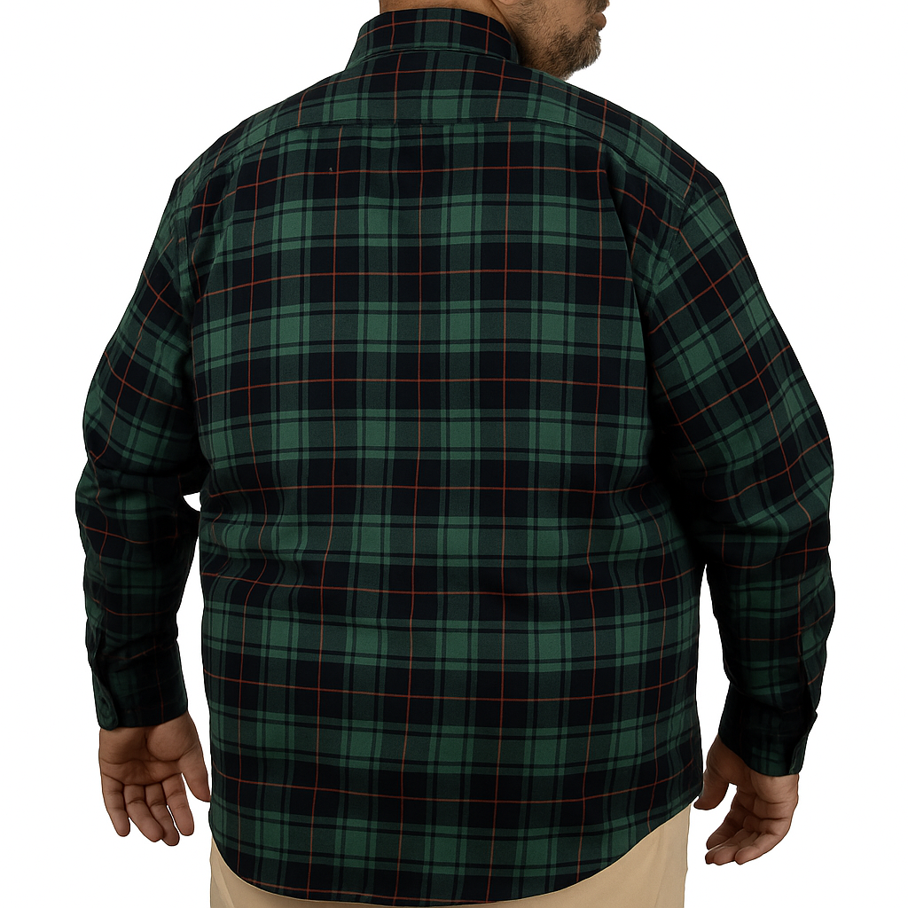 Camisa de Franela Verde Cuadros con Manga Larga Talla Extra 2410261