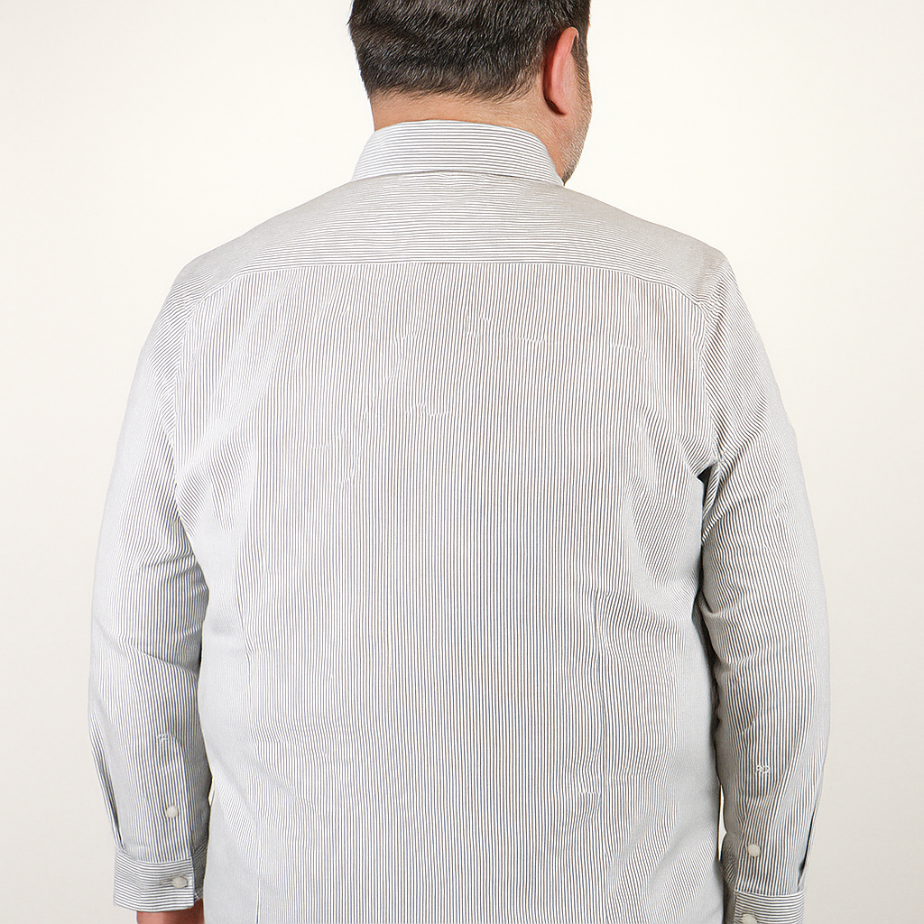 Camisa Gris de Rayas Manga Larga Para Caballero Talla Extra 2311578