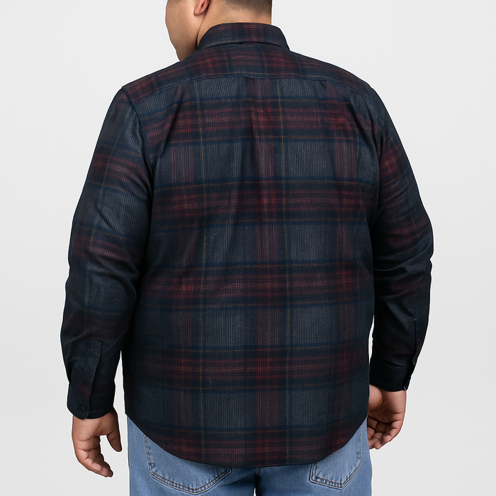 Camisa de Pana Manga Larga Para Hombre Cuadros Azul Talla Extra 2410242