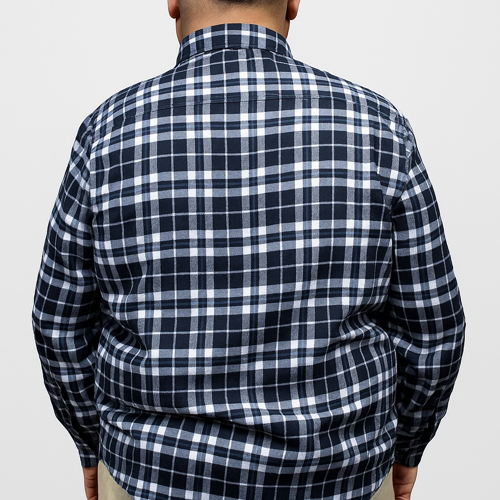 Camisa de Vestir de Franela Estilo Cuadros Manga Larga Talla Extra 2410259