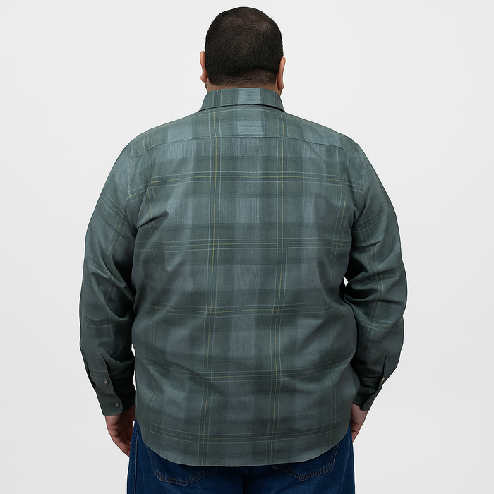 Camisa de Vestir Para Hombre de Pana Verde Manga Larga Talla Extra 2410243
