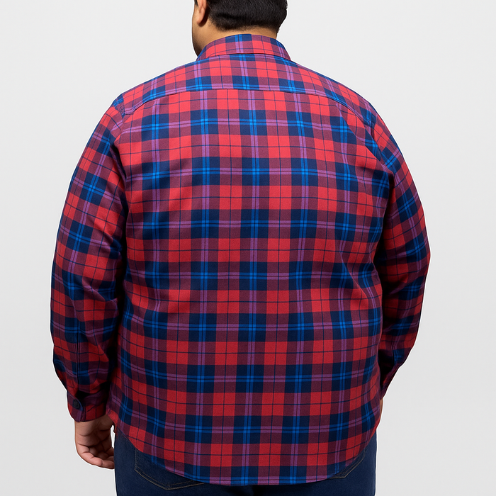 Camisa Casual Manga Larga de Franela Multicolor Estilo Cuadros Talla Extra 2410262