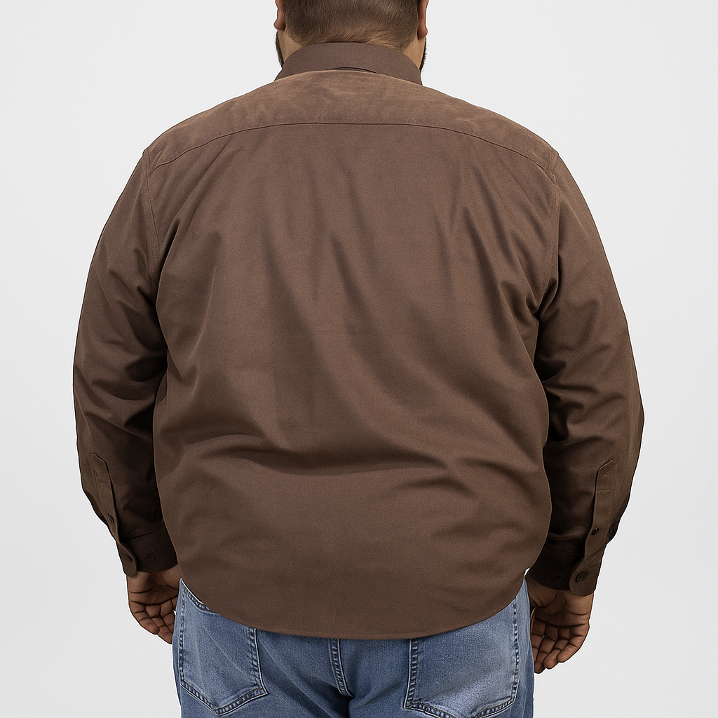 Camisa Para Hombre Manga Larga Pana Marrón Talla Extra 2410234