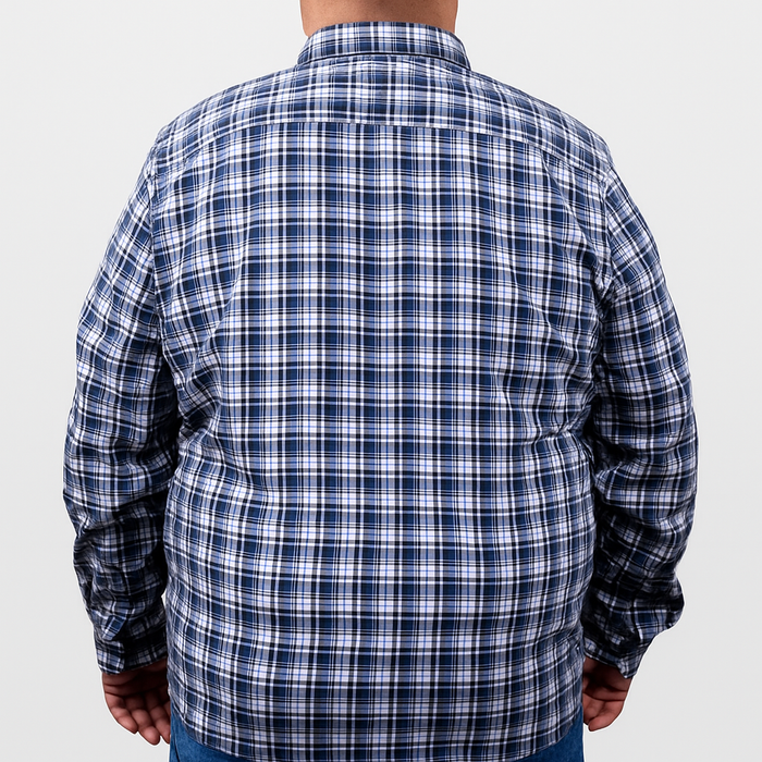 Camisa de Franela Manga Larga Estilo Cuadros Azul Para Caballero Talla Extra 2410278