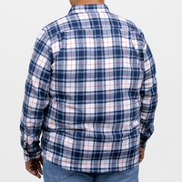Camisa Casual de Franela Manga Larga Azul Estilo Cuadros Talla Extra 2410260