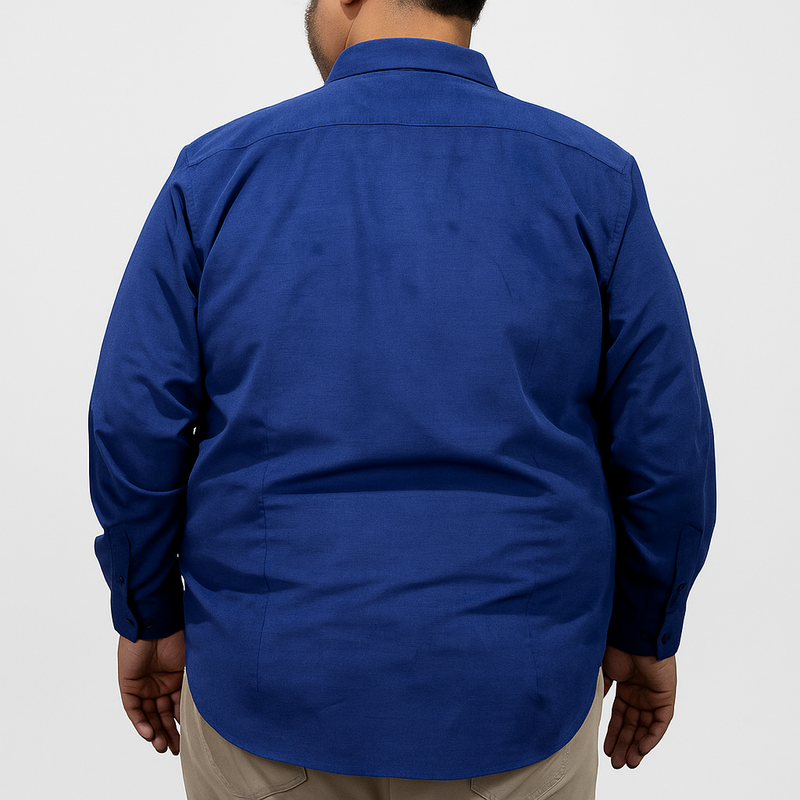 Camisa Azul Marino Manga Larga Casual de Pana Talla Extra 2410240