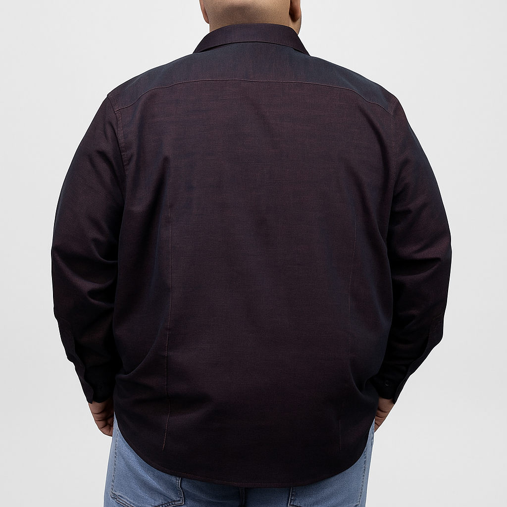 Camisa Manga Larga de Pana Lisa Vino Para Caballero Talla Extra 2410233