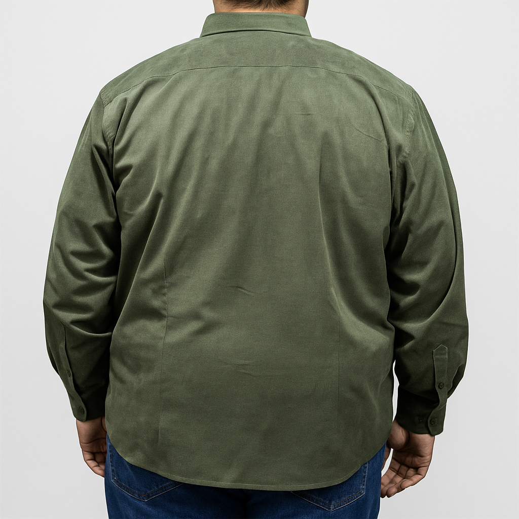 Camisa Casual Verde Musgo Pana Manga Larga Talla Extra 2410239