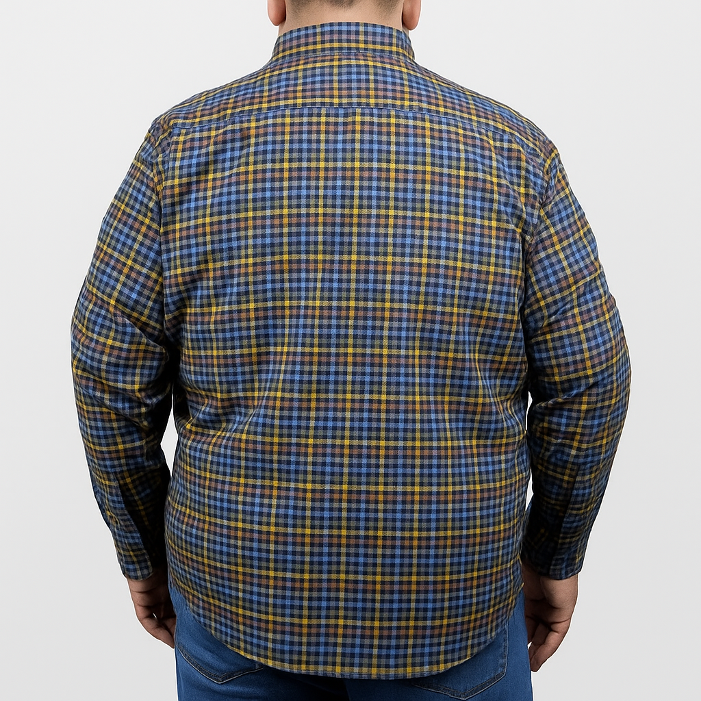 Camisa de Franela Casual Manga Larga Multiculor Estilo Cuadros Talla Extra 2410271