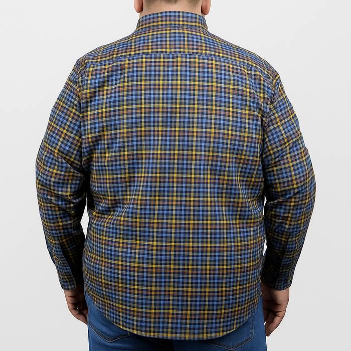 Camisa de Franela Casual Manga Larga Multiculor Estilo Cuadros Talla Extra 2410271