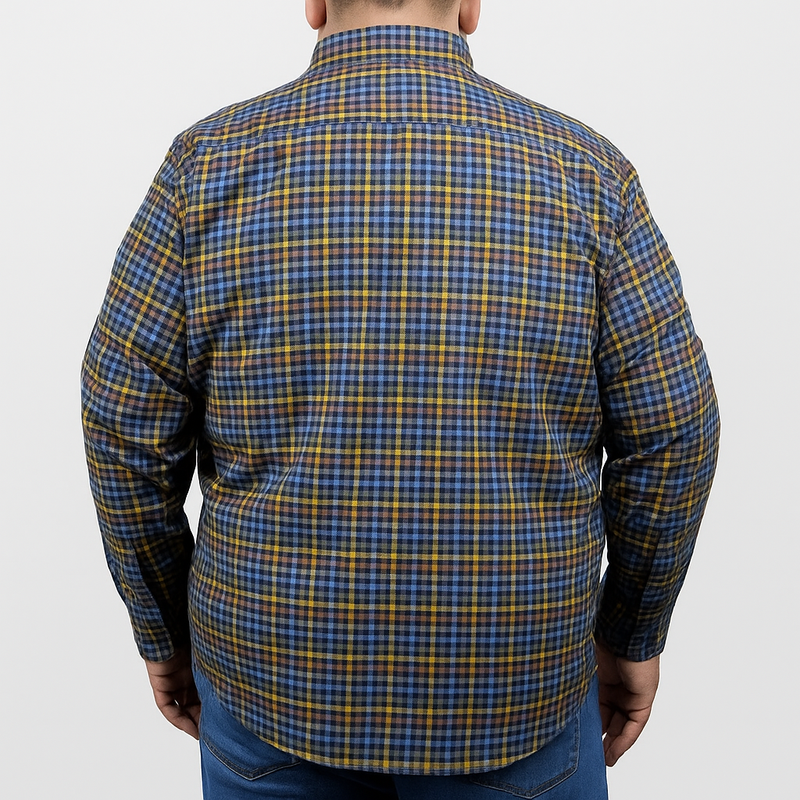 Camisa de Franela Casual Manga Larga Multiculor Estilo Cuadros Talla Extra 2410271