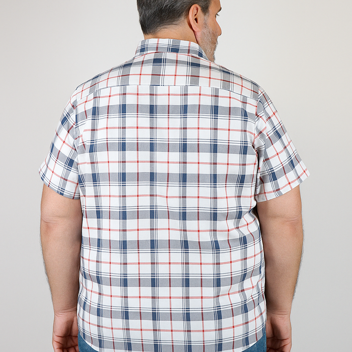 Camisa Manga Corta Para Caballero Estilo Cuadros Multicolor 100% Algodón Talla Extra 2310479