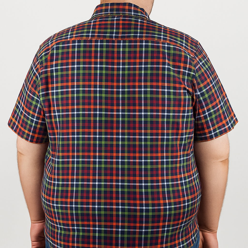 Camisa Para Caballero Casual Manga Corta Cuadros Roja Talla Extra 2310480