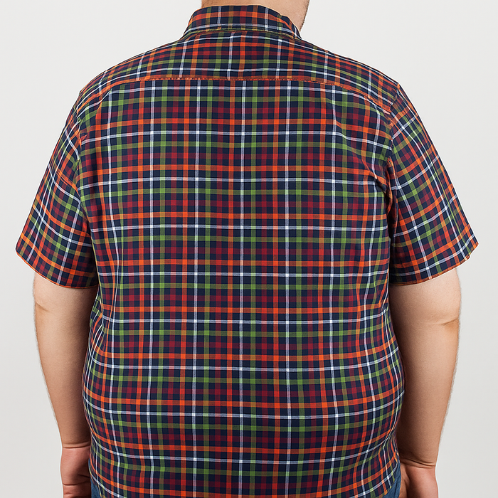 Camisa Para Caballero Casual Manga Corta Cuadros Roja Talla Extra 2310480