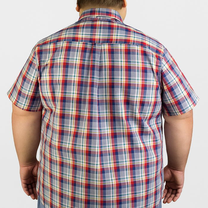 Camisa Multicolor Para Caballero Manga Corta Estilo Cuadros Talla Extra 2312650