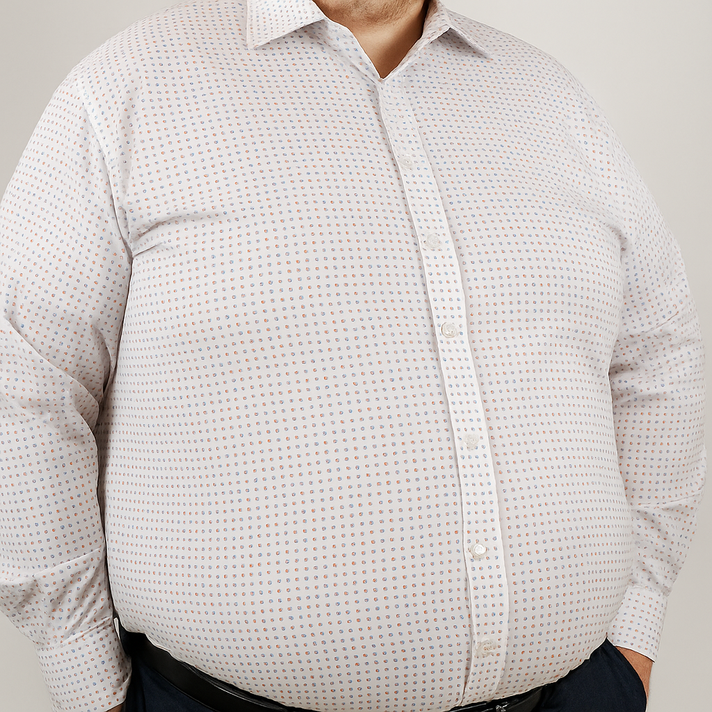 Camisa Manga Larga Blanca con Estampado Talla Extra 2313004