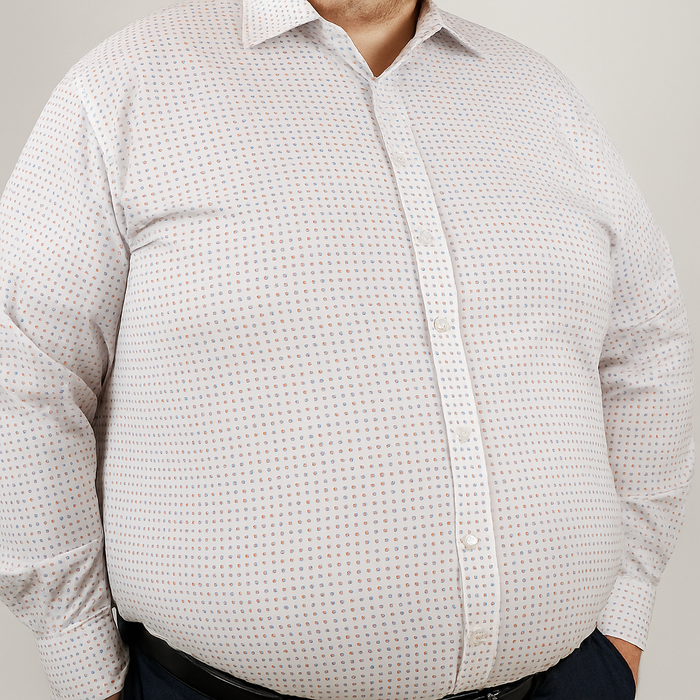 Camisa Manga Larga Blanca con Estampado Talla Extra 2313004