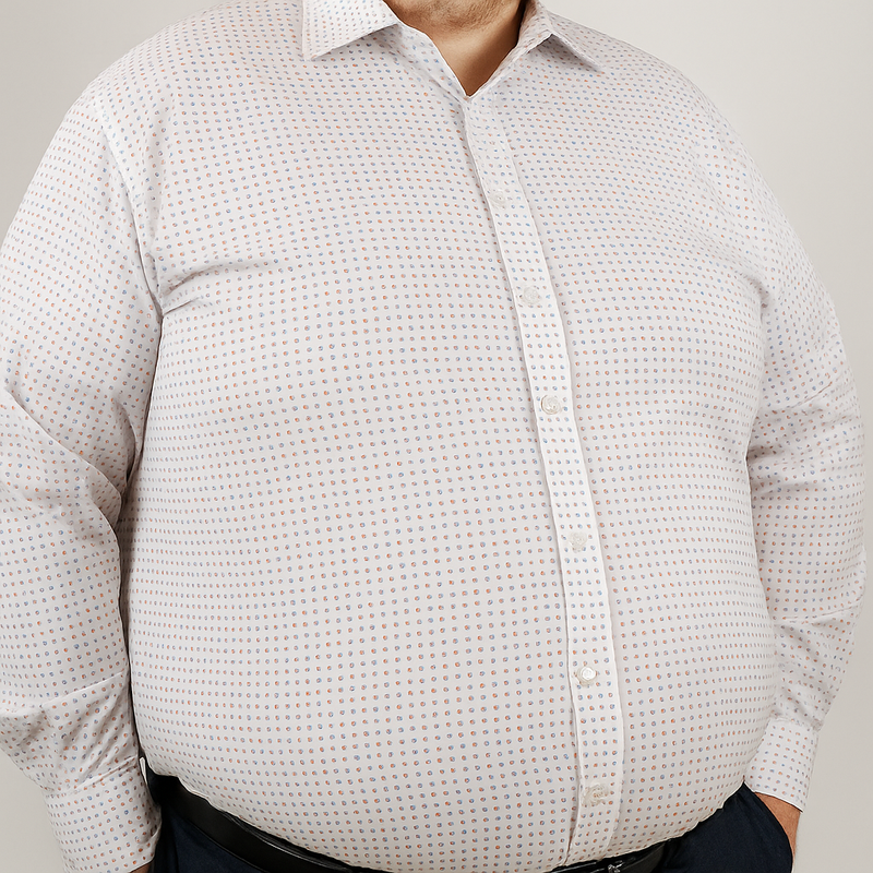Camisa Manga Larga Blanca con Estampado Talla Extra 2313004
