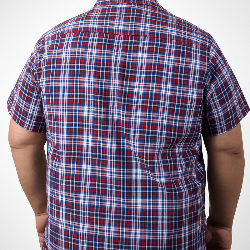 CAMISA MANGA CORTA MORADO CUADROS 100% ALGODÓN TALLA EXTRA 2302043 - dioromx