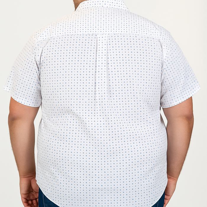 CAMISA MANGA CORTA BLANCO ESTAMPADO 100% ALGODÓN TALLA EXTRA 2304108 - dioromx
