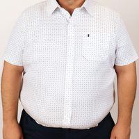 CAMISA MANGA CORTA BLANCO ESTAMPADO 100% ALGODÓN TALLA EXTRA 2304108 - dioromx