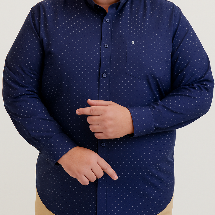 Camisa de Vestir Azul Marino con Estampado para Hombre en Tallas Extras 2210342 - dioromx