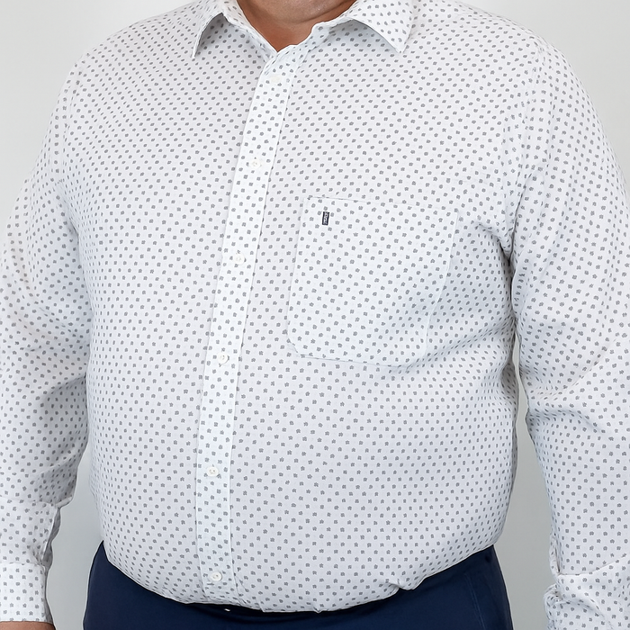 CAMISA MANGA LARGA BLANCO ESTAMPADO TALLA EXTRA 2210334