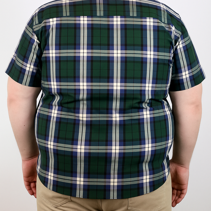 Camisa de Vestir Cuadros Verde Manga Corta 100% Algodón para Hombre en Tallas Extras 2212481 - dioromx