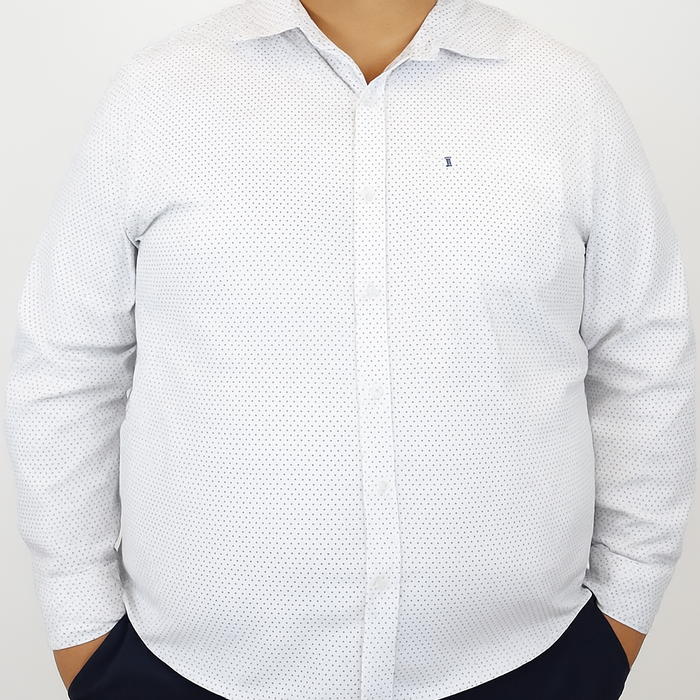 CAMISA MANGA LARGA BLANCA ESTAMPADO 100% ALGODÓN TALLA EXTRA 2304084