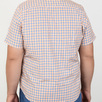 Camisa Manga Corta Naranja de Cuadros 100% Algodón para Hombre en Tallas Extras 2303064 - dioromx
