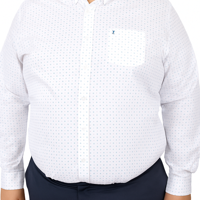 CAMISA MANGA LARGA BLANCO ESTAMPADO 100% ALGODÓN TALLA EXTRA 2303056 - dioromx