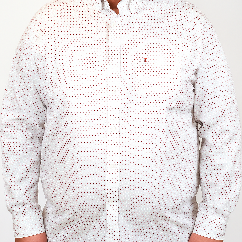 CAMISA MANGA LARGA BLANCO ESTAMPADO 100% ALGODÓN TALLA EXTRA 2303055