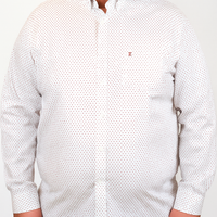 CAMISA MANGA LARGA BLANCO ESTAMPADO 100% ALGODÓN TALLA EXTRA 2303055
