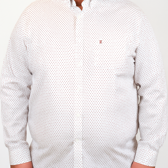 CAMISA MANGA LARGA BLANCO ESTAMPADO 100% ALGODÓN TALLA EXTRA 2303055