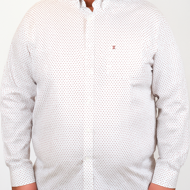 CAMISA MANGA LARGA BLANCO ESTAMPADO 100% ALGODÓN TALLA EXTRA 2303055