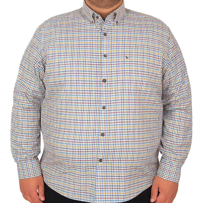 Camisa Manga Larga Multicolor de Cuadros 100% Algodón para Hombre en Tallas Extras 2303049 - dioromx