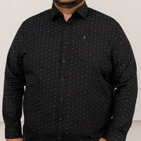 Camisa Negra con Estampado de Manga Larga 100% Algodón Talla Extra 2308043